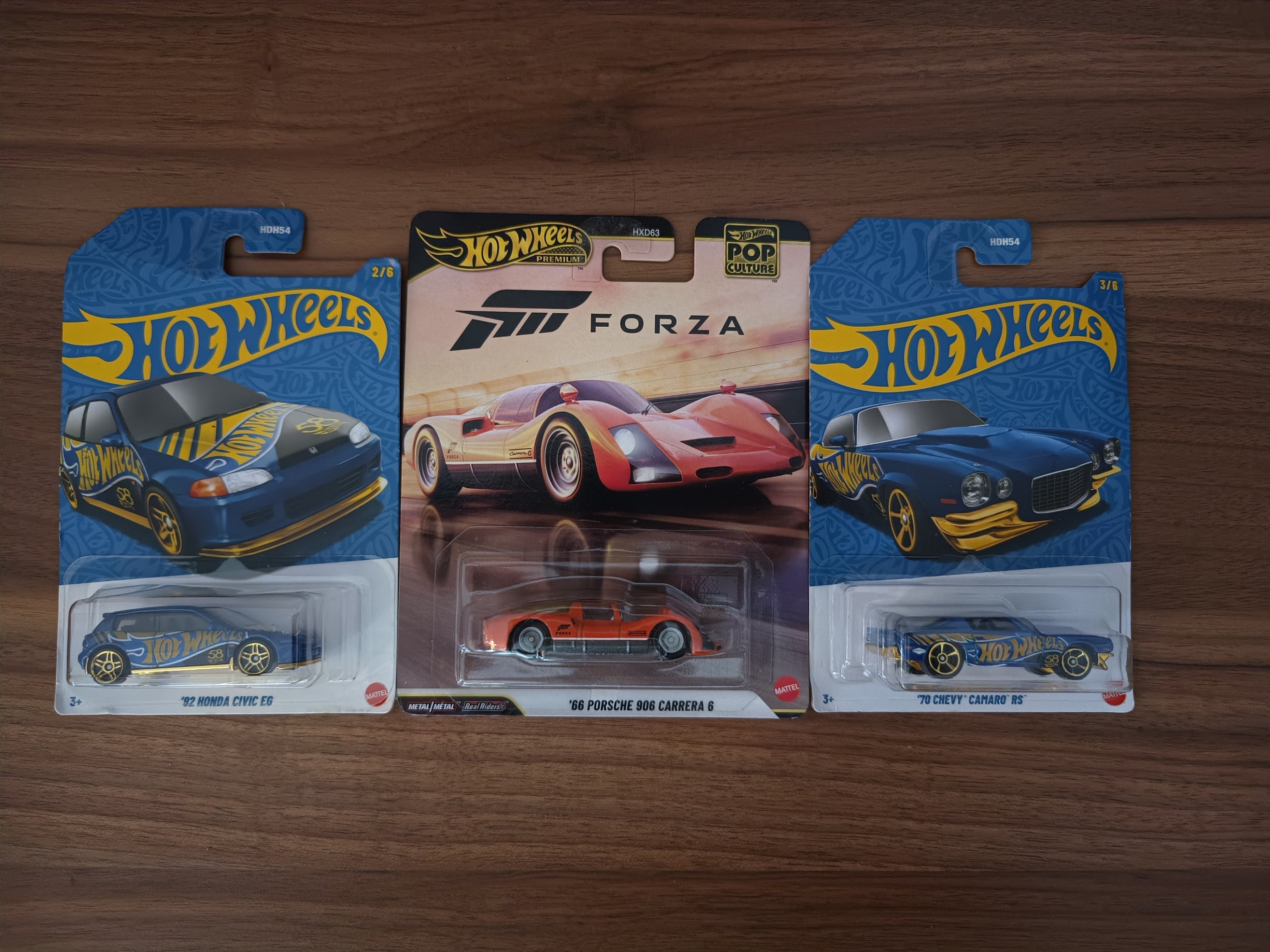 66 Porsche 906 Carrera 6, 70 Chevy Camaro RS & 92 Honda Civic EG